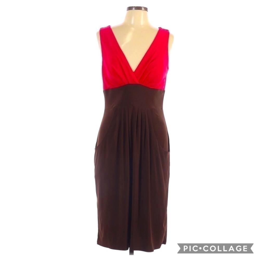 Bisou Bisou Sexy Colorblock V-Neck Casual Dress